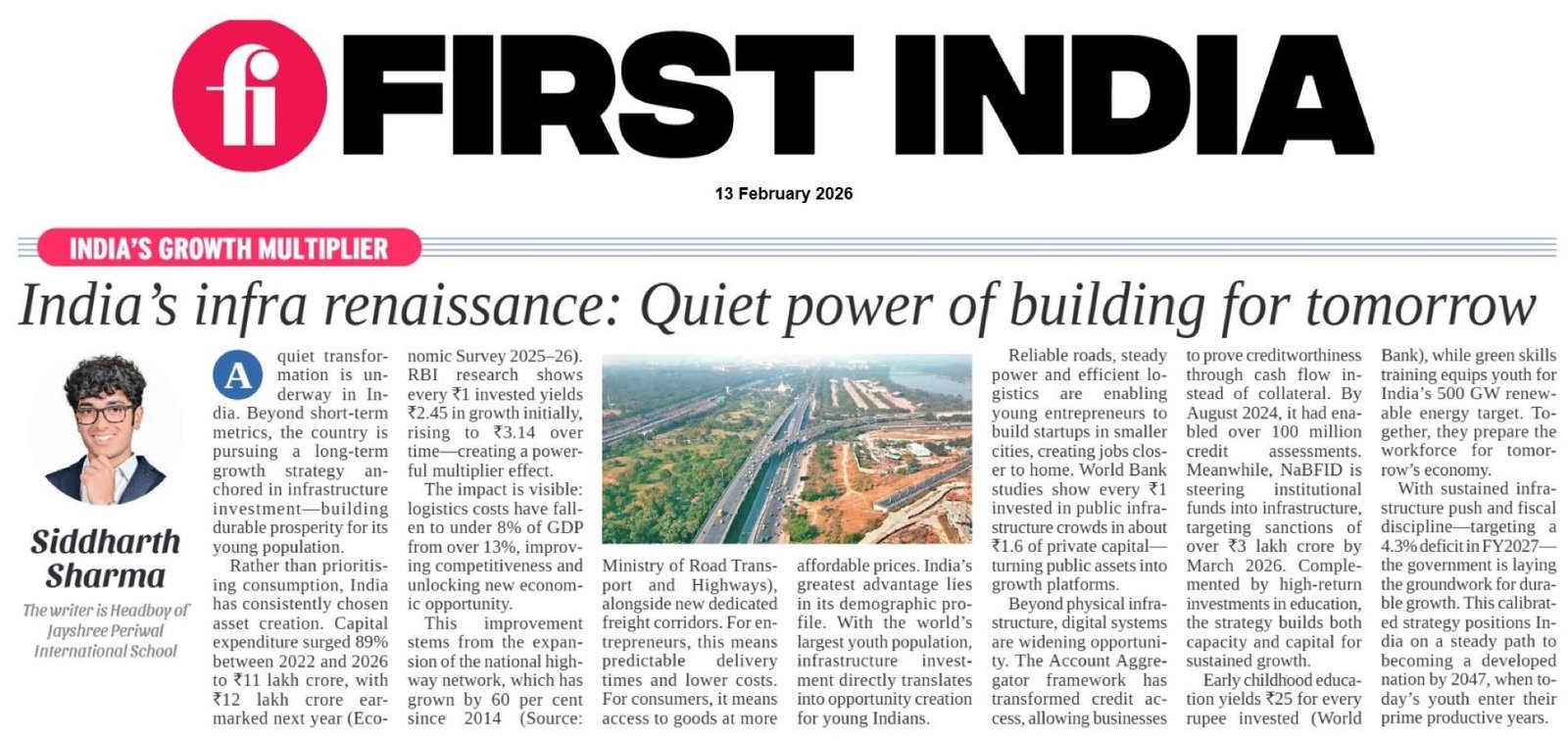 First India column, 13 February 2026: India's infra renaissance — Quiet power of building for tomorrow