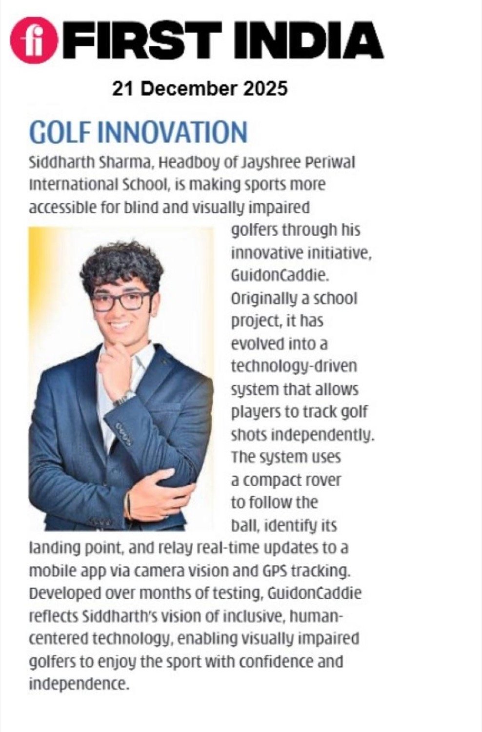 First India feature: Golf Innovation — GuidonCaddie
