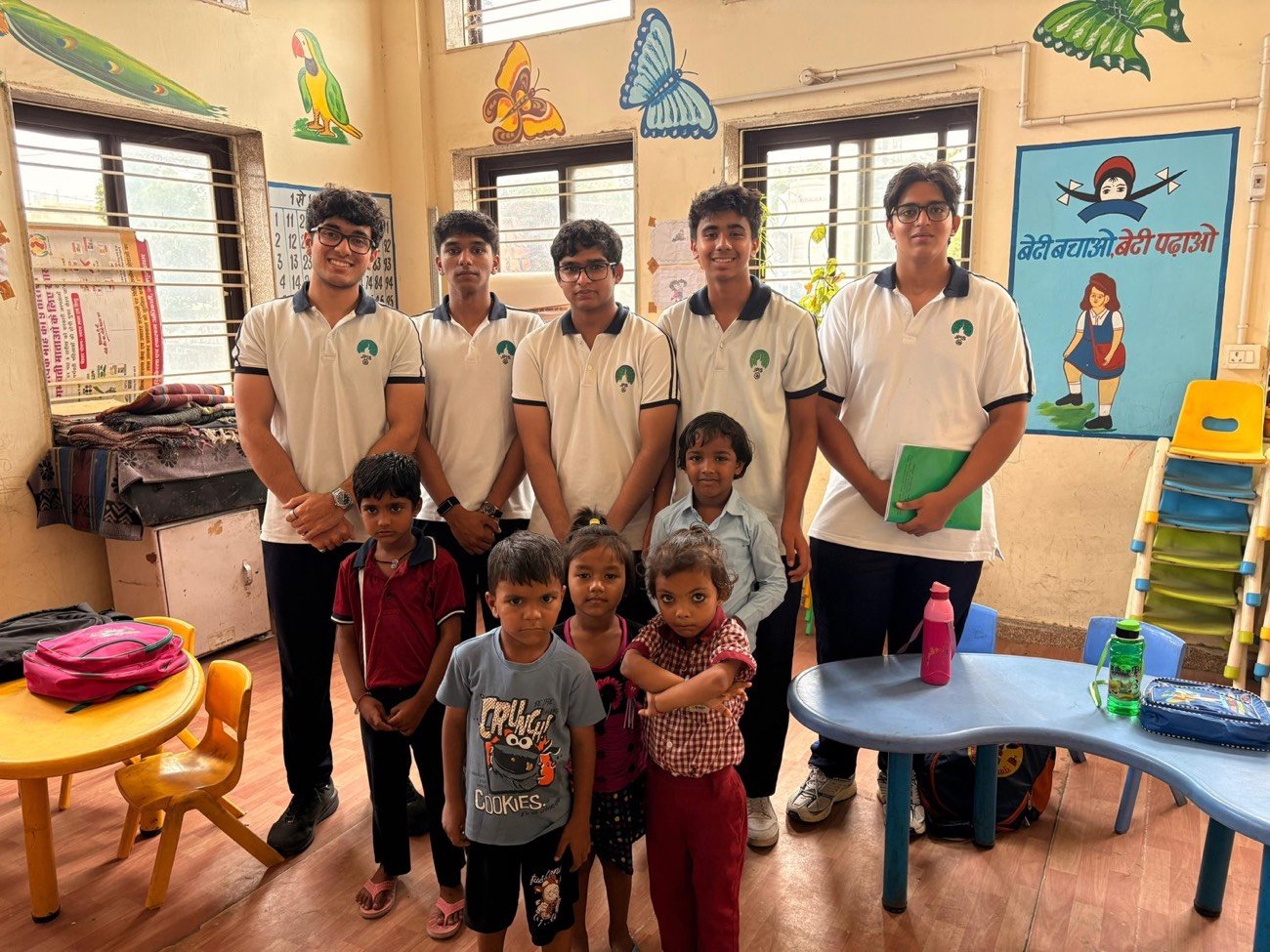 At an Anganwadi centre with the children
