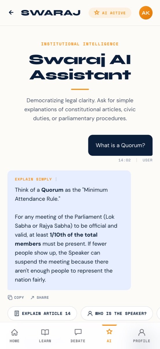 The Swaraj AI civic chatbot