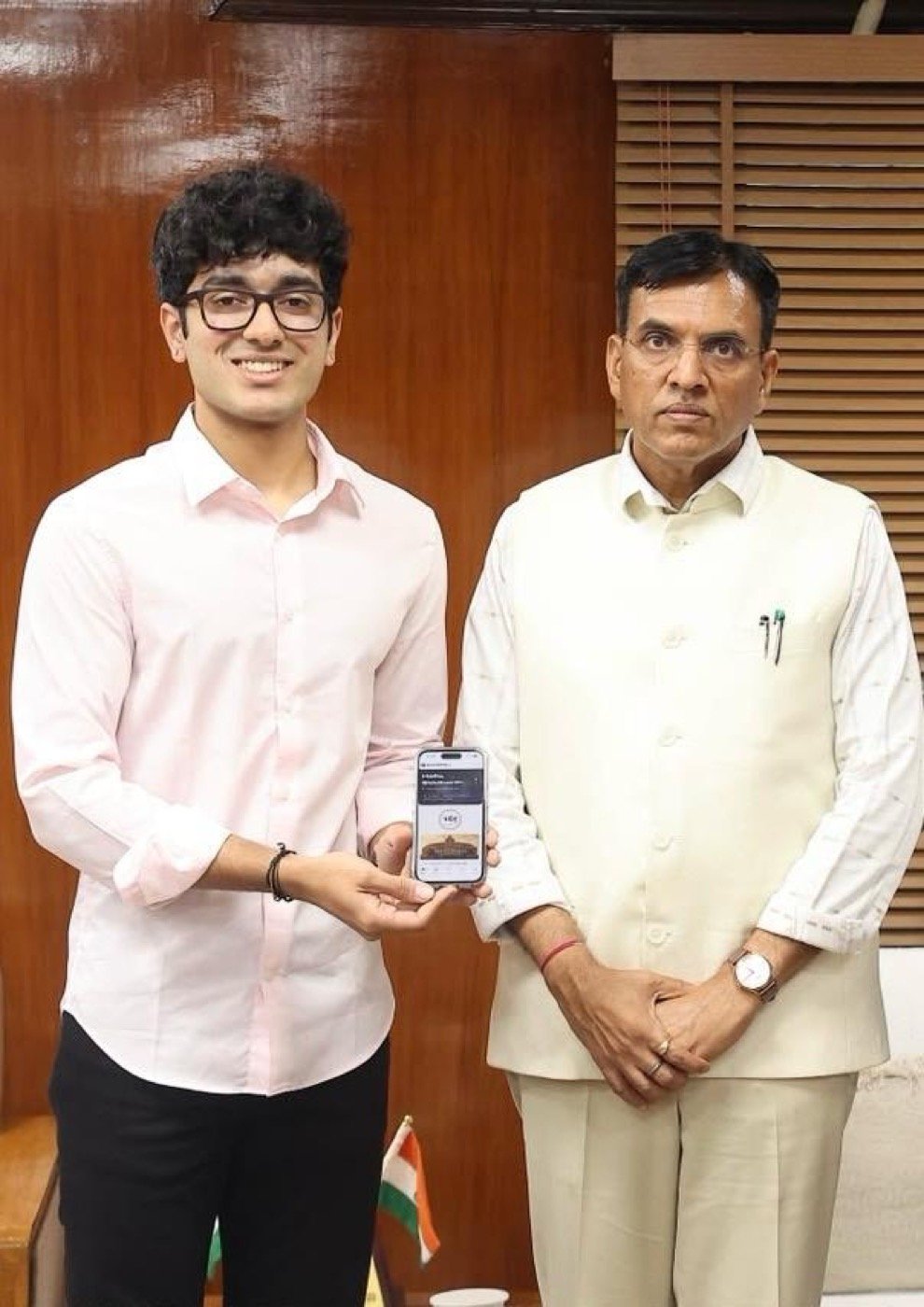 Presenting Swaraj to Dr Mansukh Mandaviya